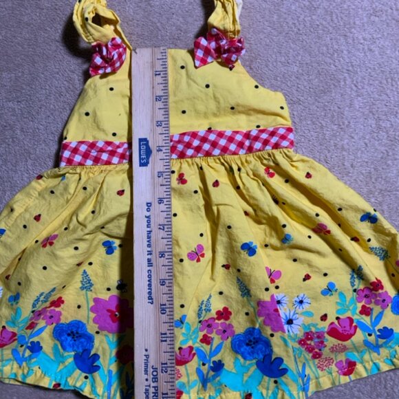 Vtg Nannette Baby Sz 18 Months Yellow Sundress Multiple Color Floral Flowers (D) - Picture 6 of 9